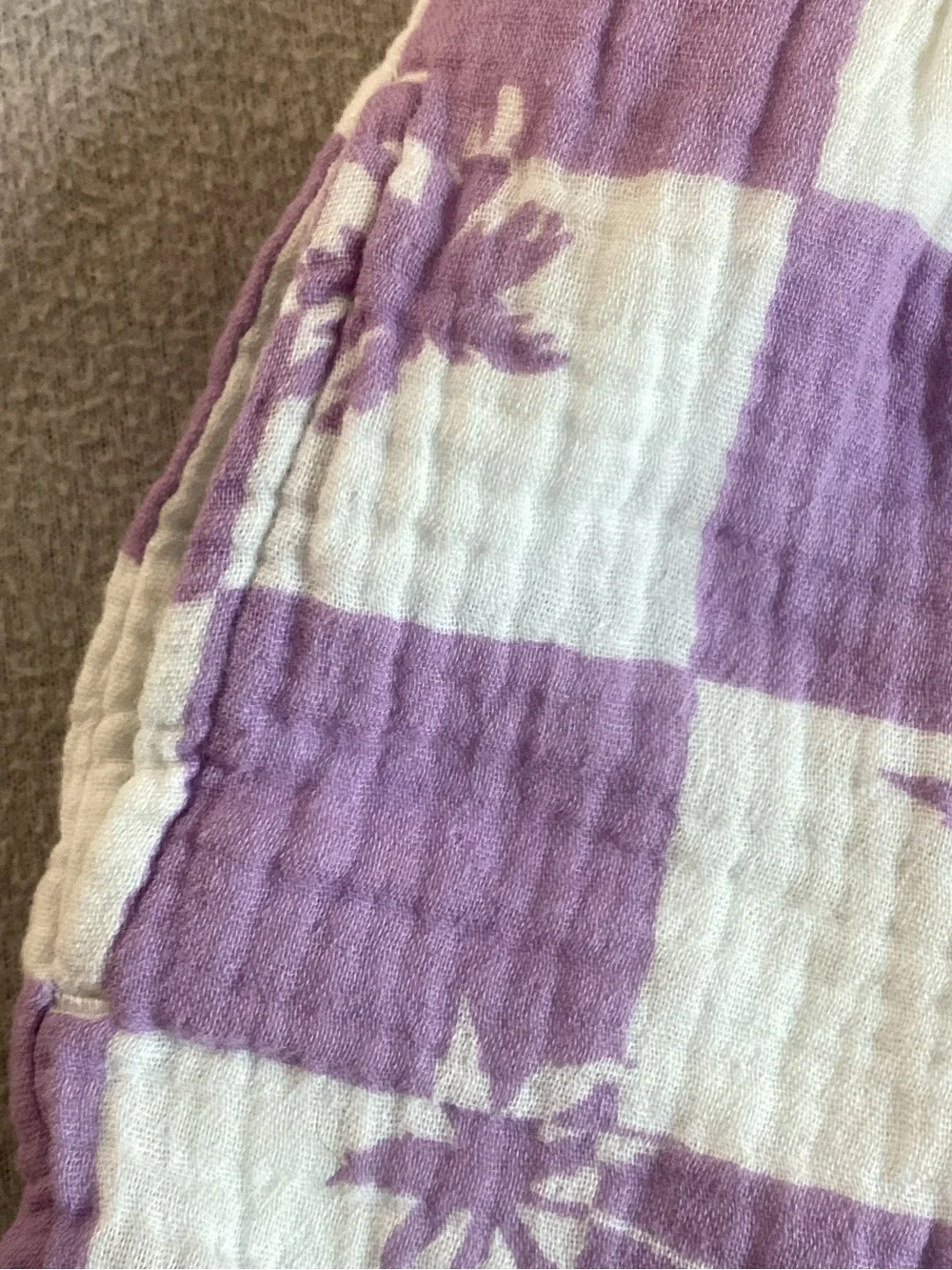 Grayson Threads Lavender and White Check Palm Shirt & Shorts Set Size M Cotton